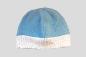 Mobile Preview: Cute hand knitted baby hat in light blue and white with a  head circumference 34 - 36 cm 13,39 - 14,17 inch