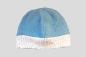 Preview: Cute hand knitted baby hat in light blue and white with a  head circumference 34 - 36 cm 13,39 - 14,17 inch