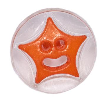 Kids button as round buttons with star in orange 13 mm 0.51 inch