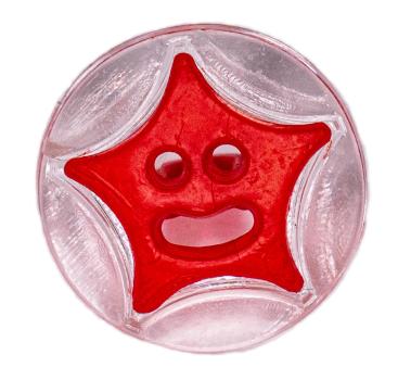 Kids button as round buttons with star in red 13 mm 0.51 inch