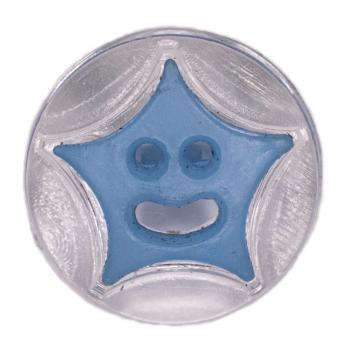 Kids button as round buttons with star in dark blue 13 mm 0.51 inch
