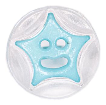 Børneknap som runde knapper med stjerne i lyseblå 13 mm 0.51 inch