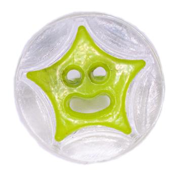 Børneknap som runde knapper med stjerne i lysegrøn 13 mm 0.51 inch