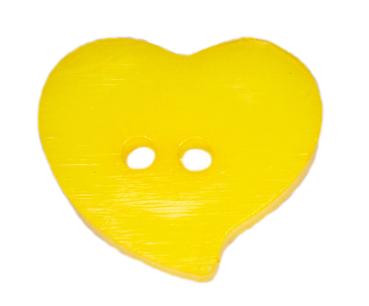 Kids button as heart made of plastic in light yellow 13 mm 0,51 inch