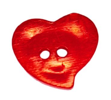 Botón infantil como corazon de plástico en rojo 13 mm 0,51 inch