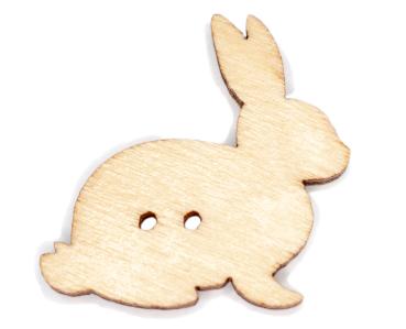 Kids buttons as wooden rabbits 30 mm 1,18 inch