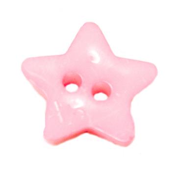 Kids button as a star made of plastic in pink 14 mm 0.55 inch