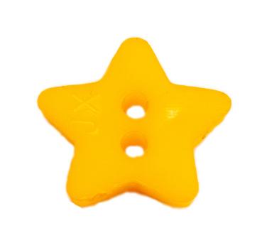Kids button as a star made of plastic in dark yellow 14 mm 0.55 inch