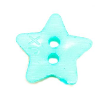 Kids button as a star made of plastic in light blue 14 mm 0.55 inch