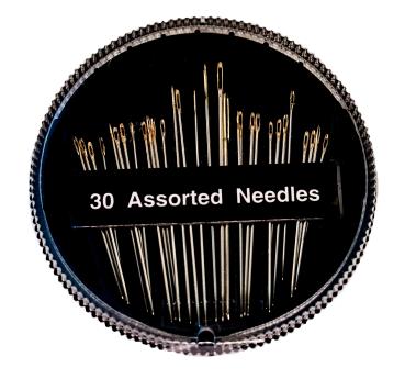 Hand sewing needles with gold heads