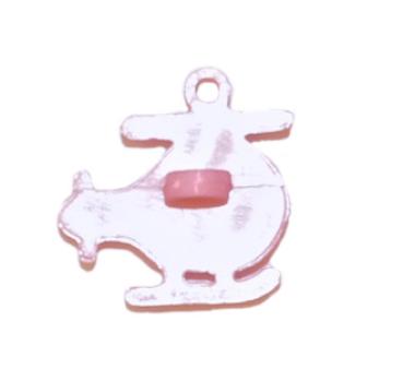 Kids button as a helicopter made of plastic in pink 18 mm 0,71 inch
