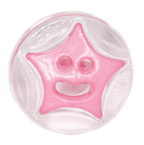 Bouton enfant sous forme de boutons ronds avec étoile rose 13 mm 0.51 inch
