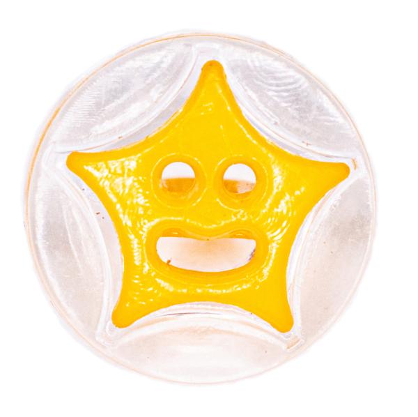 Kids button as round buttons with star in dark yellow 13 mm 0.51 inch