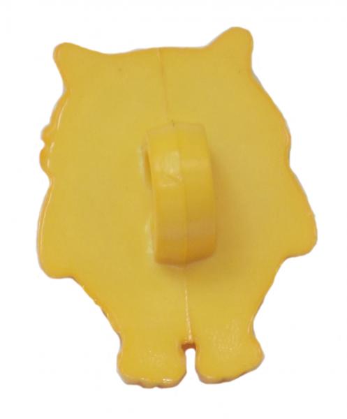 Kids button as owls made of plastic in yellow 17 mm 0,67 inch