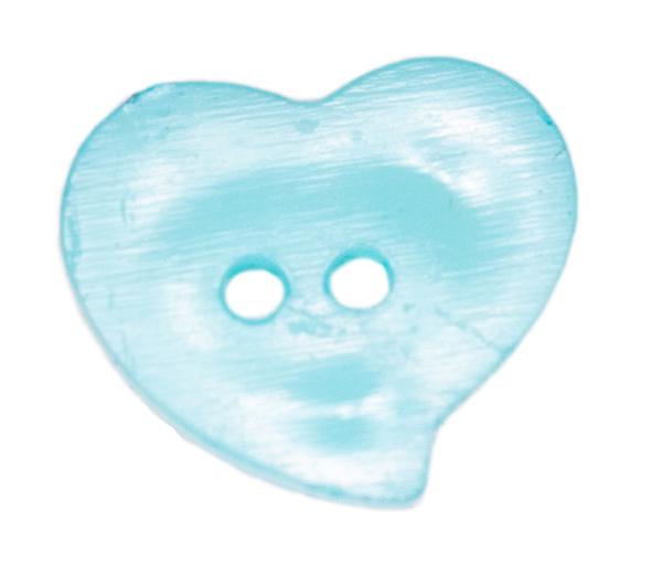 Kids button as heart made of plastic in light blue 13 mm 0,51 inch