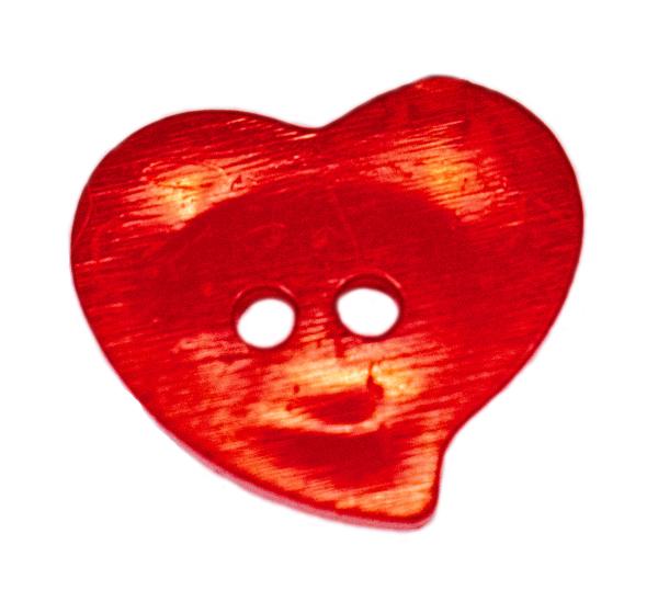 Kids button as heart made of plastic in red 13 mm 0,51 inch