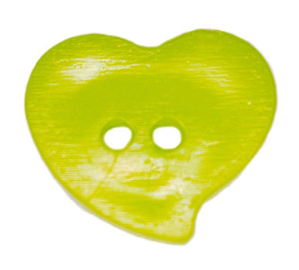 Bouton pour enfants en forme de cœur en plastique vert 13 mm 0,51 inch