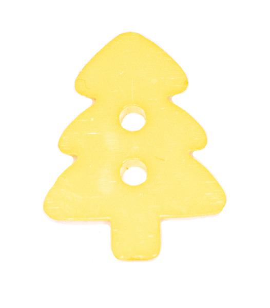 Kids button as a Christmas tree in light yellow 17 mm 0,67 inch