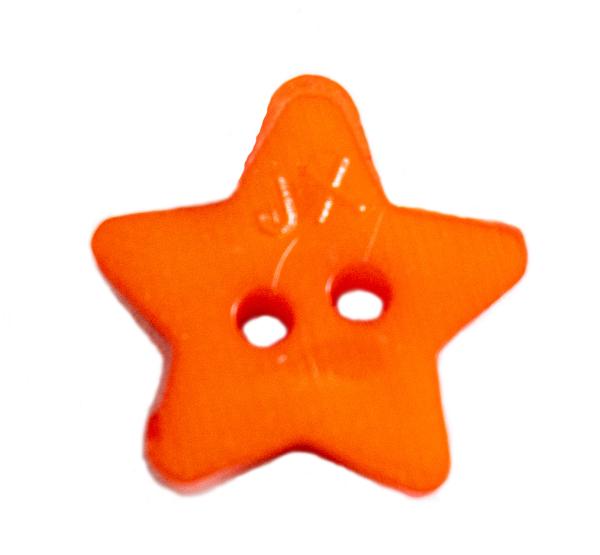 Børneknap som stjerne lavet af plastik i orange 14 mm 0.55 inch