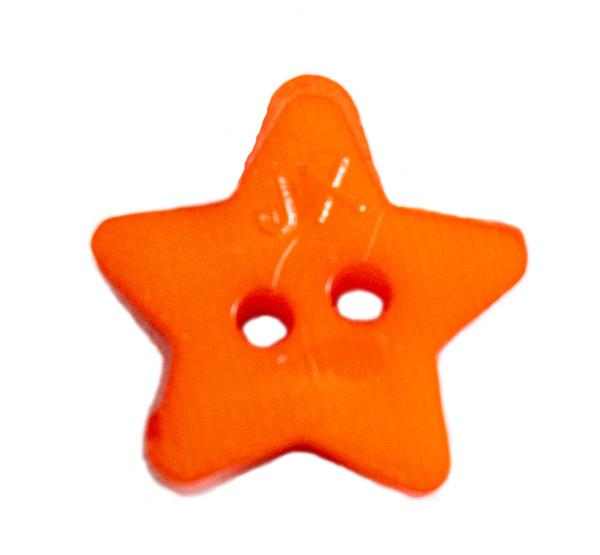 Kids button as a star made of plastic in orange 14 mm 0.55 inch