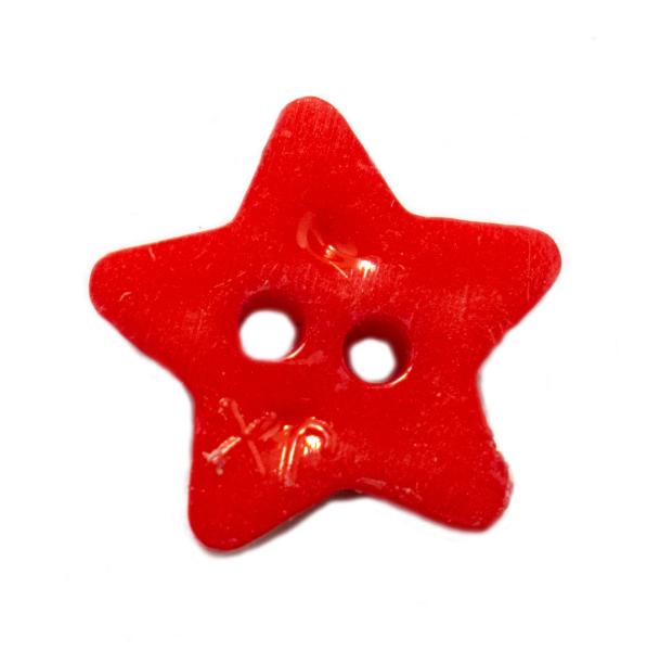 Børneknap som stjerne lavet af plastik i rød 14 mm 0.55 inch