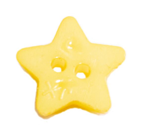 Kids button as a star made of plastic in light yellow 14 mm 0.55 inch