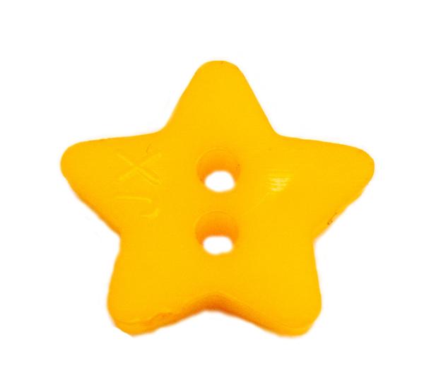 Kids button as a star made of plastic in dark yellow 14 mm 0.55 inch