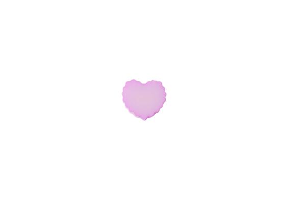 Facets as hearts in purple as plastic