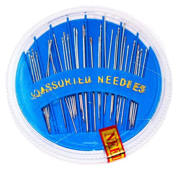 Hand sewing needles with blue case