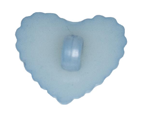 Kids button as a heart made of plastic in blue 14 mm 0,55 inch