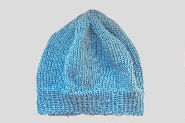 Hand knitted baby cap in light blue with a head circumference 34 - 36 cm 13,39 - 14,17 inch